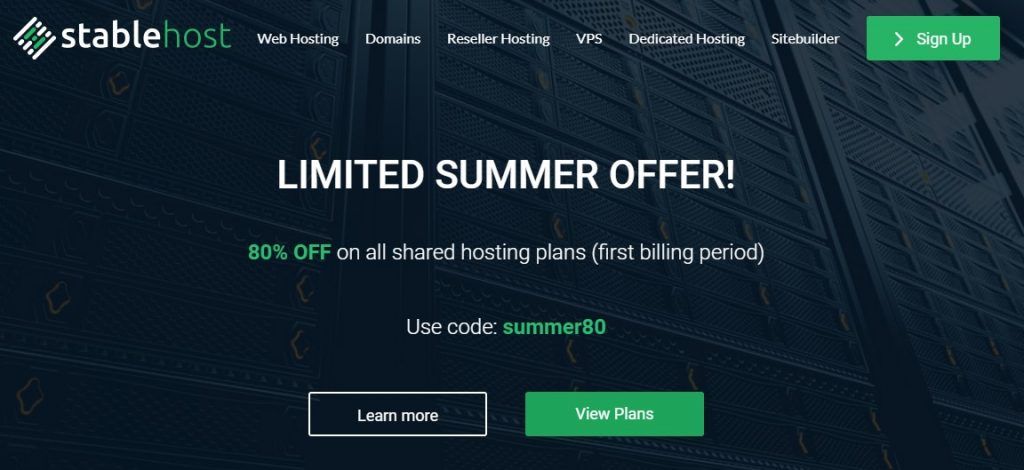 Mã giảm giá StableHost Tháng 8/2020 - Giảm 80% Web Hosting cho màu hè