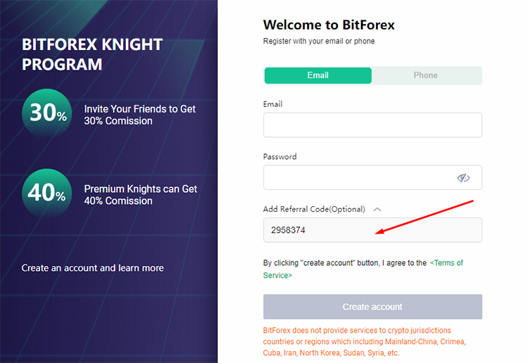 Sàn BitForex giảm 30% phí - BitForex bonus