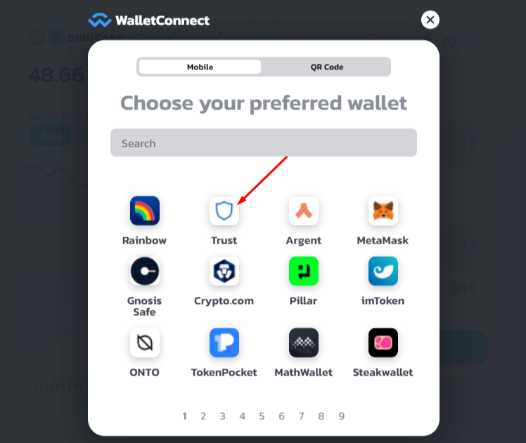 Kết nối Trust Wallet
